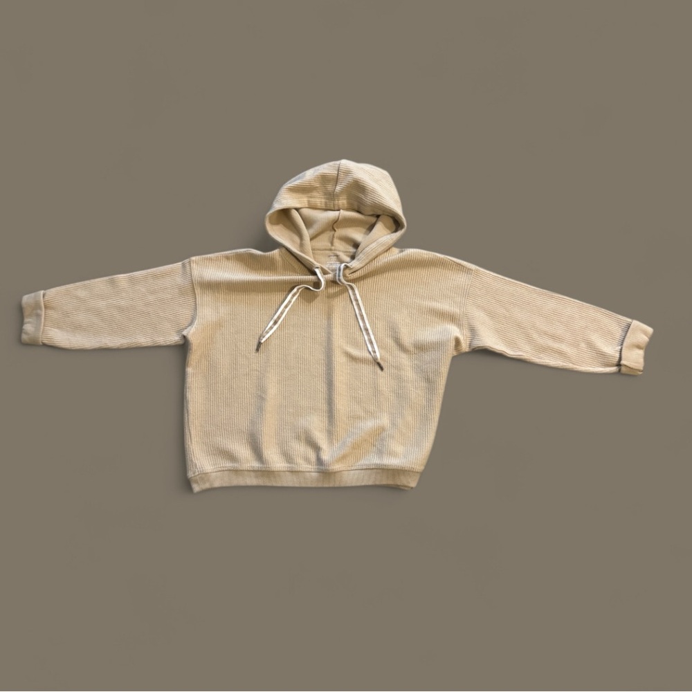 Aerie Ribbed Knit Cropped Tan Hoddie